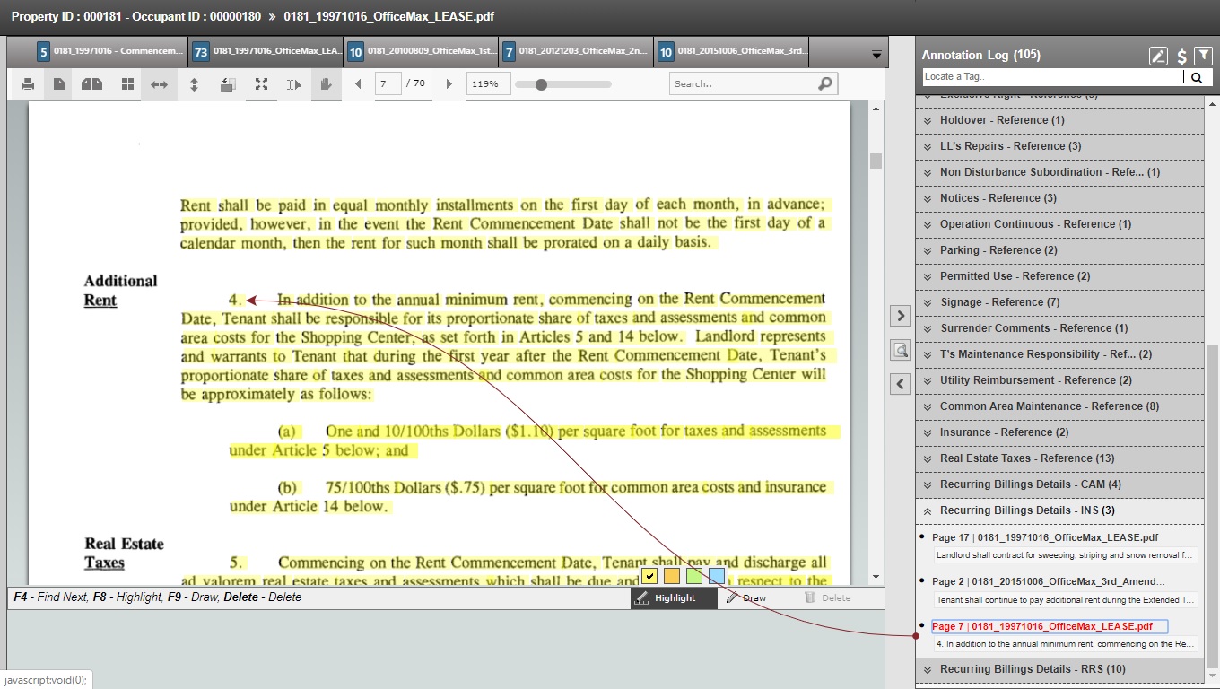 Same paragraph annotated for INS